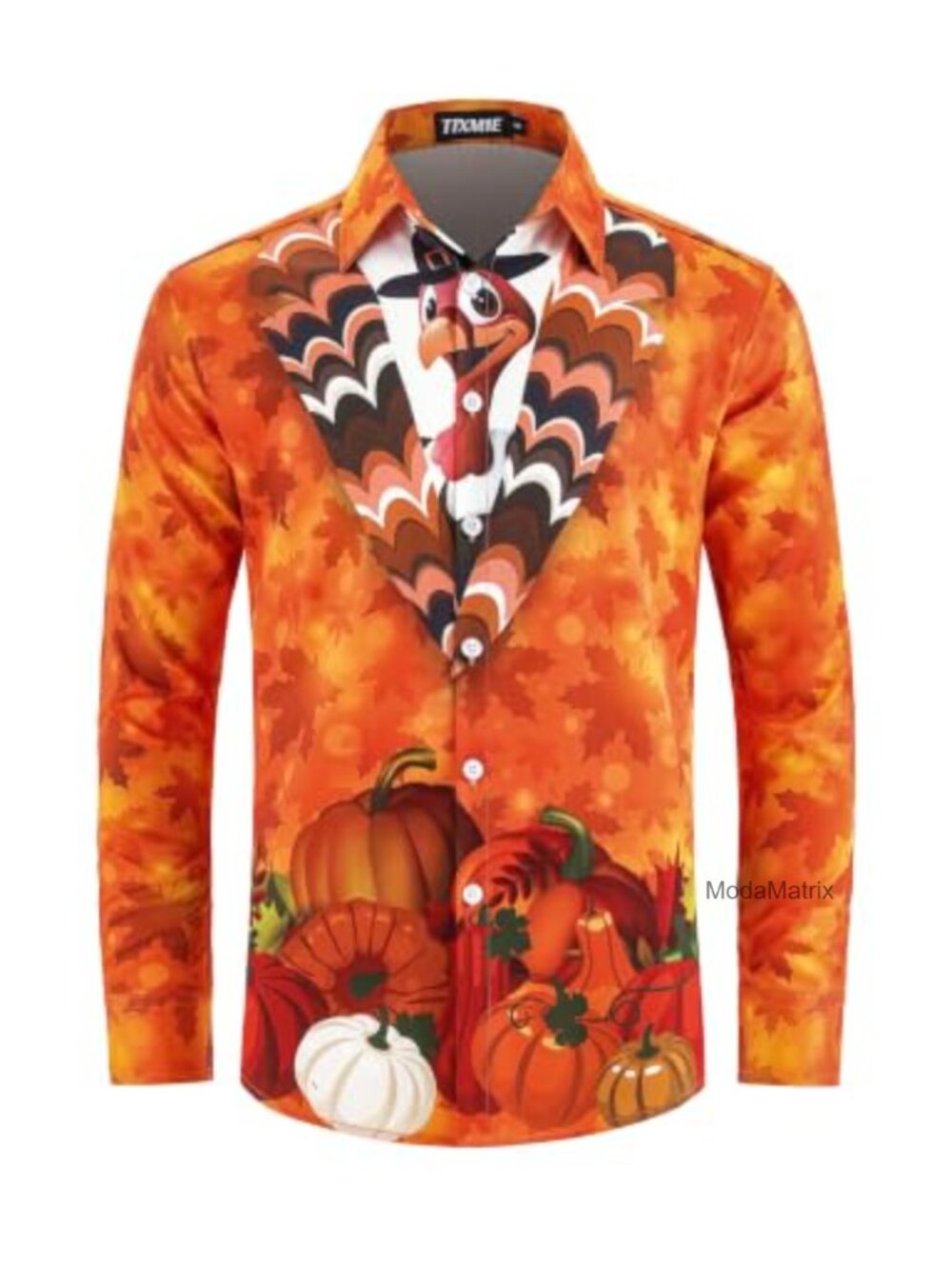 Men's Christmas Turkey Santa Button Down Shirt Long Sleeve Polyester Spandex